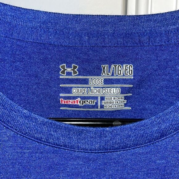 Under Armour USA Patriotic Flag Logo T Shirt Men’s XL Blue Poly/Cotton Heatgear - Picture 2 of 4